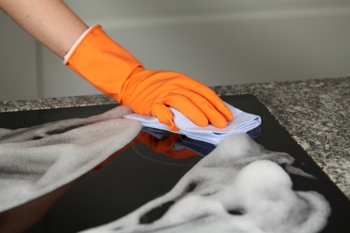 Workspace floors and touchpoints cleaned as part of office cleaning in N7
